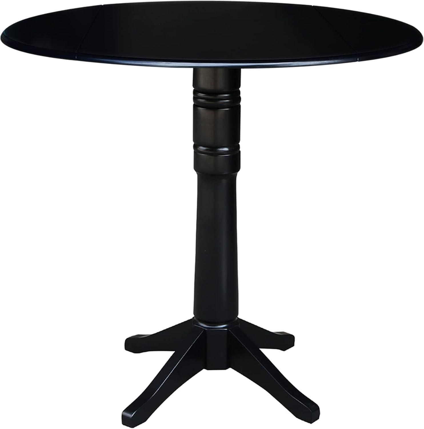 42.3" Sandon Bar Height Round Dual Drop Leaf Dining Table Black - International Concepts