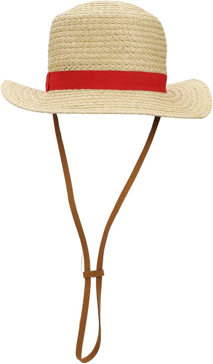 One Piece Luffy Cosplay Straw Bucket Hat With Chin Rope