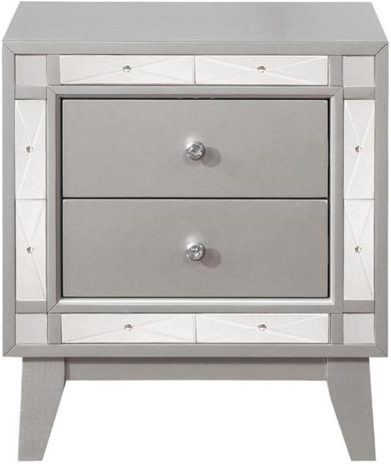 Leighton 2-drawer Nightstand Metallic Mercury