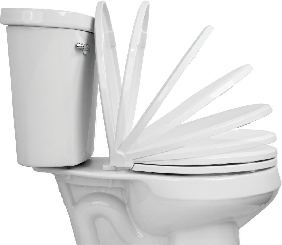 Centoco Elongated Closed Front White Plastic Toilet Seat with Slow Close