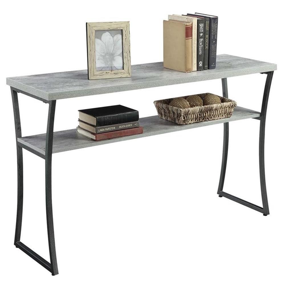 Convenience Concepts X-Calibur Console Table with Shelf, Faux Birch/Slate Gray