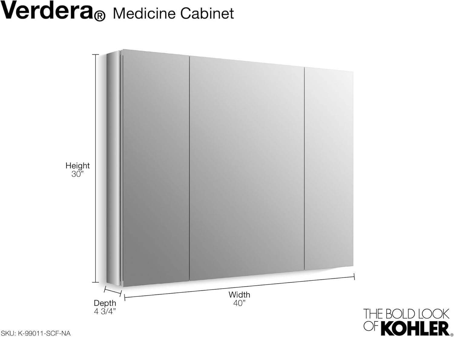 Verdera® Aluminum Medicine Cabinet with Adjustable Magnifying Mirror and Slow-Close Door