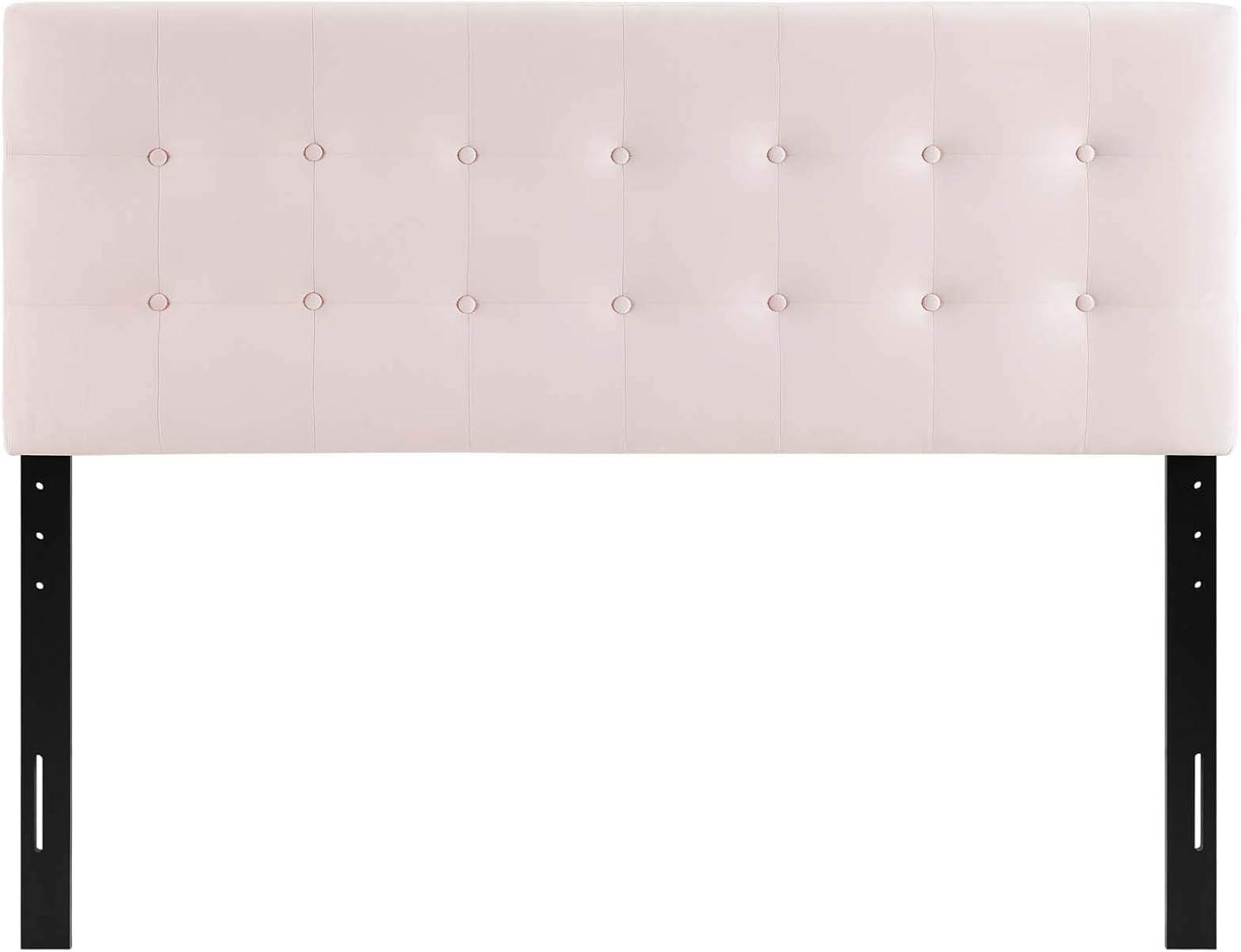 Pink Velvet Tufted Queen Headboard with Button Detailing