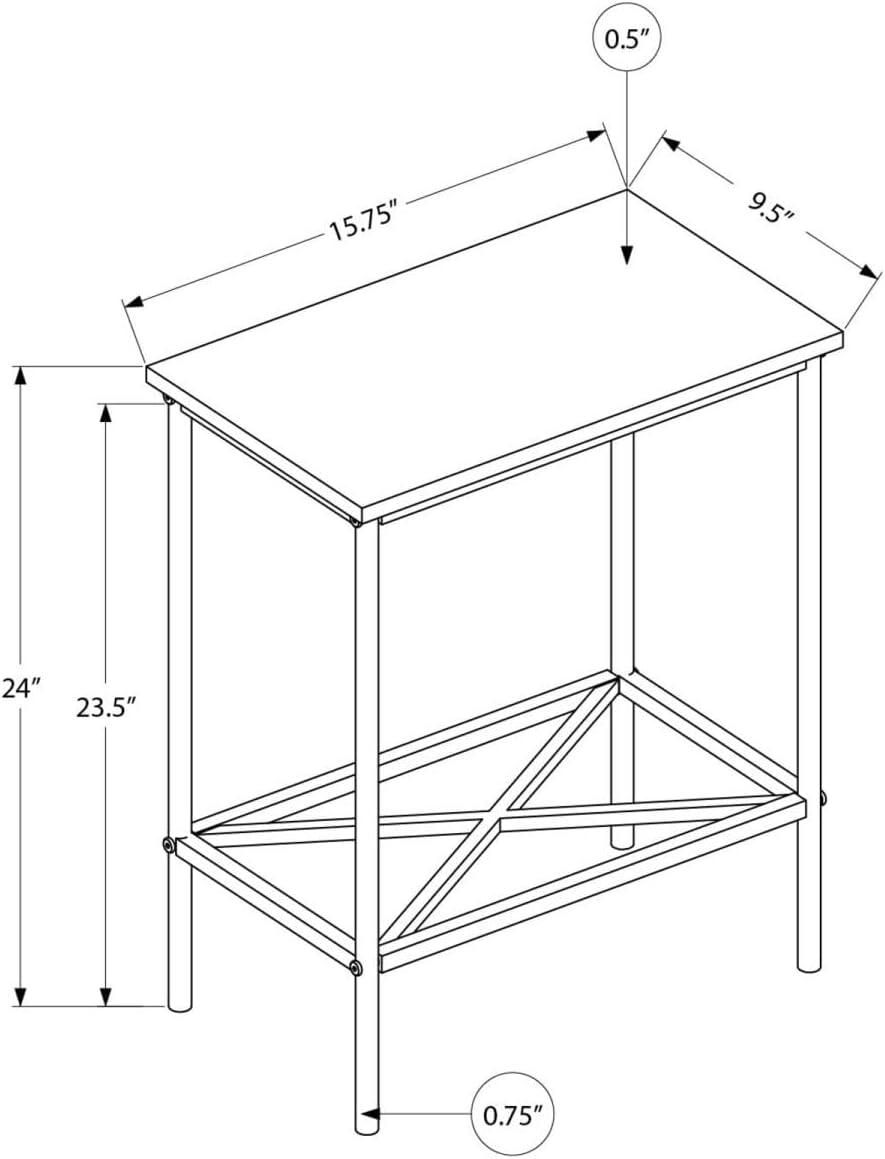 Accent Table - Side - End - Narrow - Small - 2 Tier - Bedroom - White Laminate