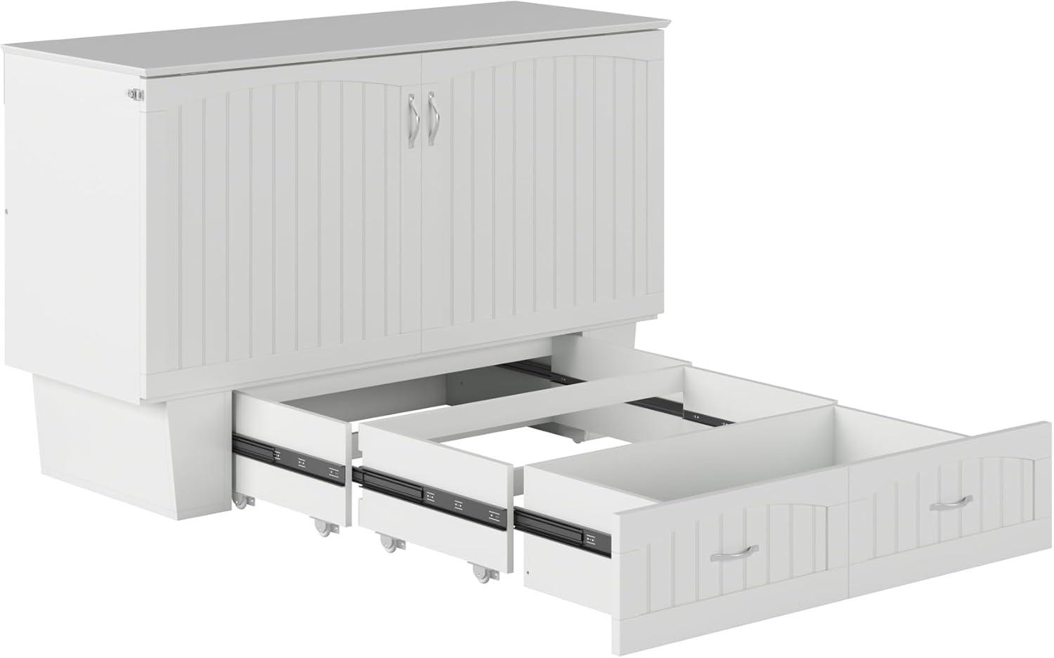 Queen Nantucket Murphy Bed Chest USB Turbo Charger White - AFI
