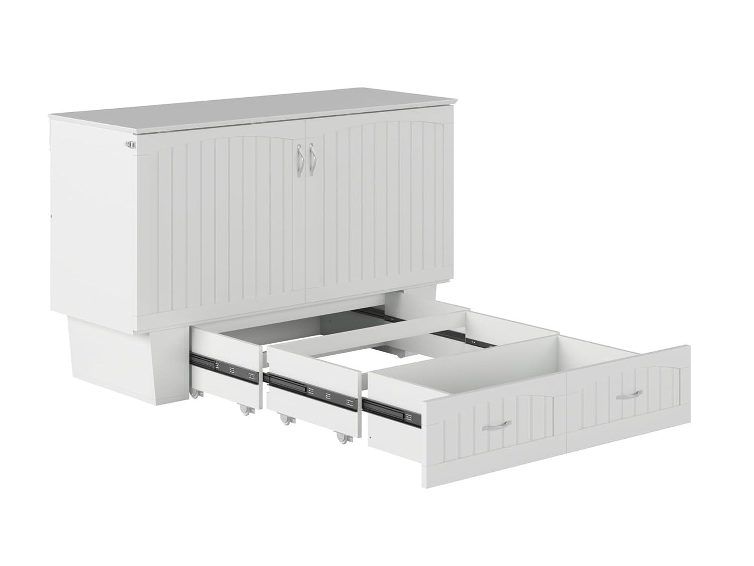 Queen Nantucket Murphy Bed Chest USB Turbo Charger White - AFI