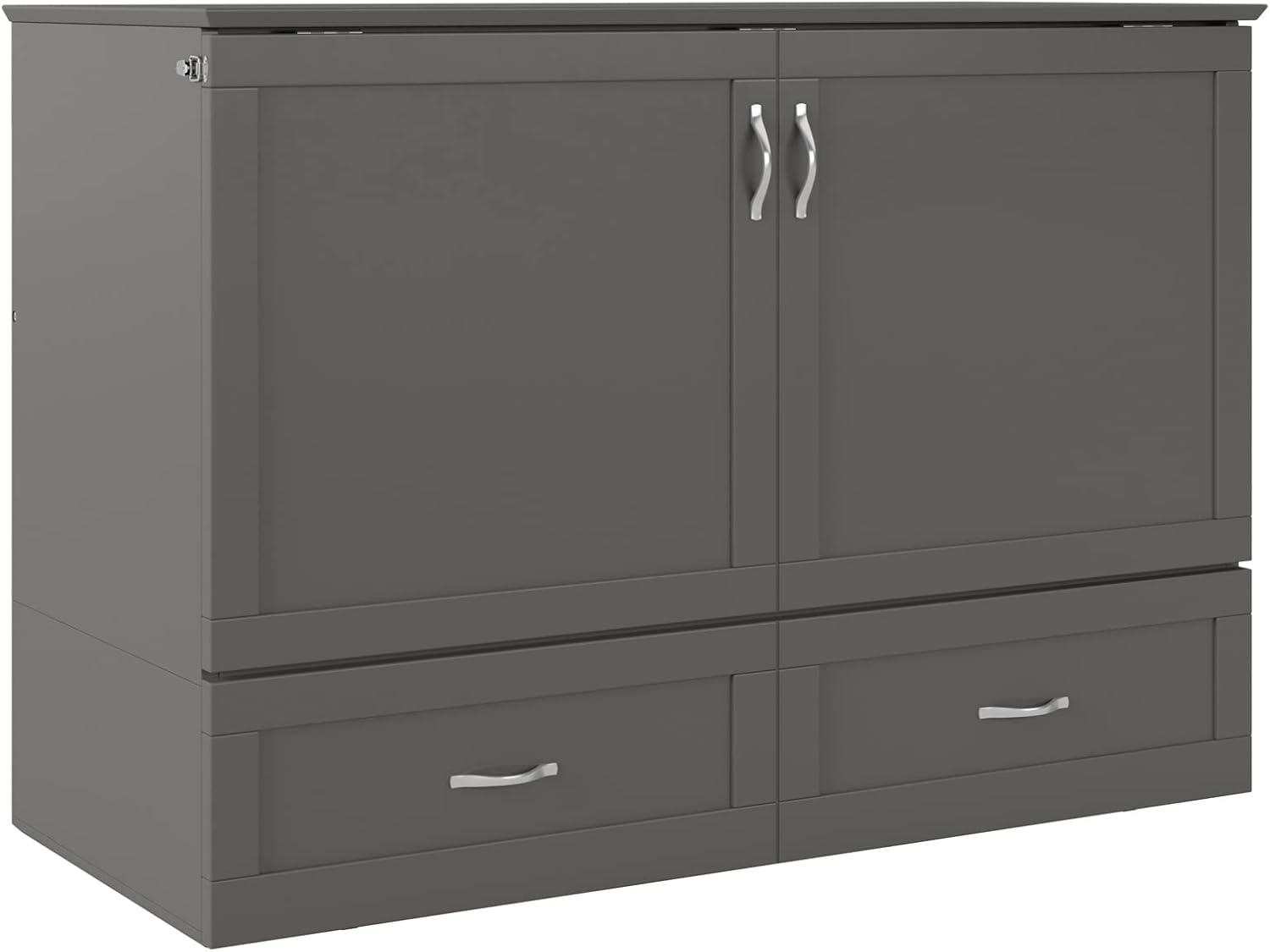 AFI Hamilton Full Solid Wood Murphy Bed Chest with Built-In Charger in Gray