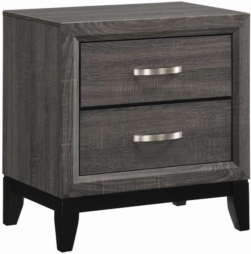 Coaster Watson 4 Piece Queen Panel Bedroom Set in Gray Oak and Black