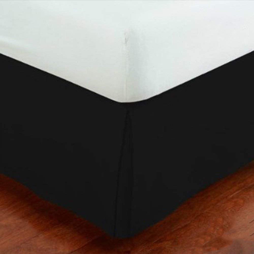 Microfiber Plain Bed Skirts Easy Fit Full Size Bed Skirt by Lux Decor Collection- Black