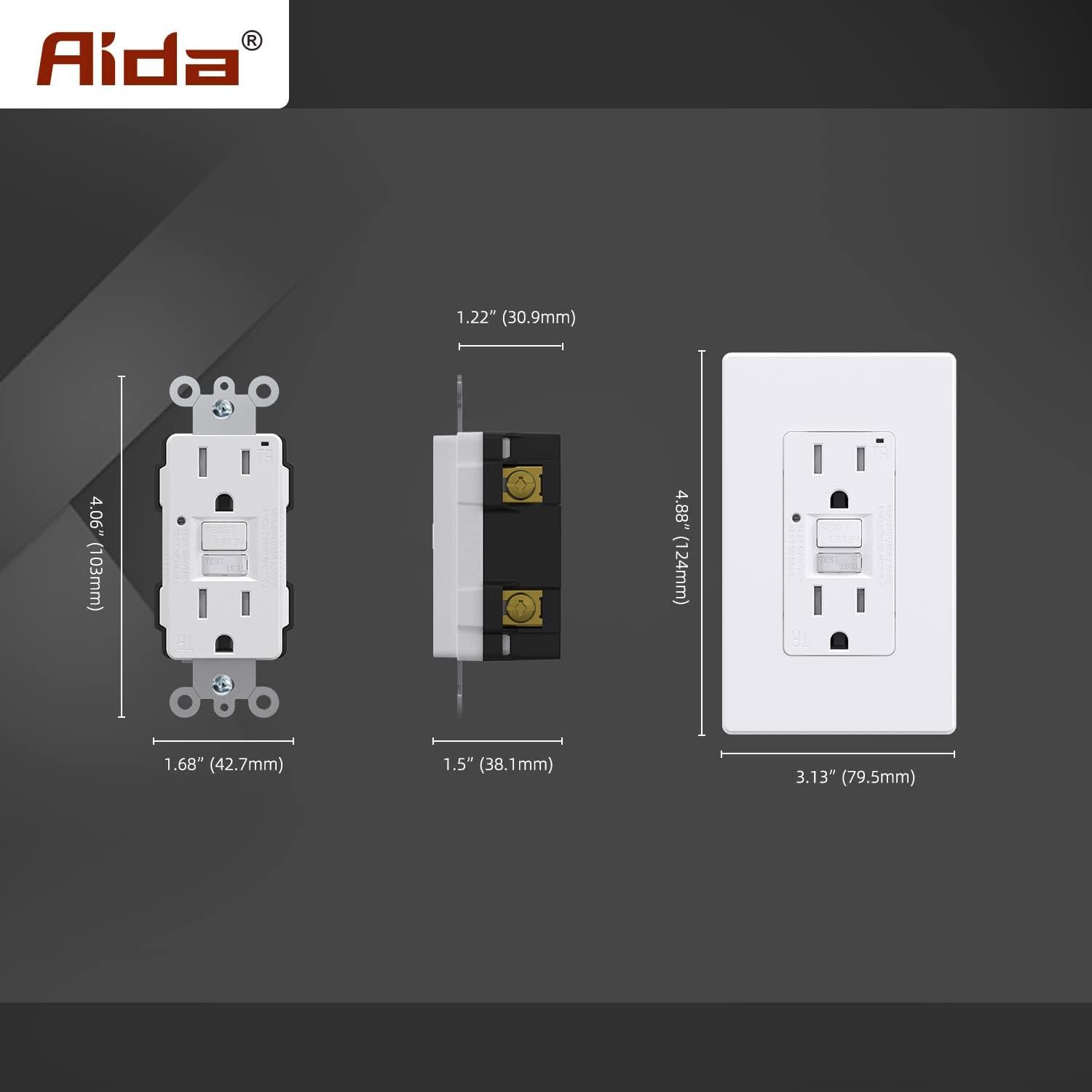 15amp Weather Resistant GFCI Outlet, Tamper Resistant GFI Receptacle with LED Indicator, Decor Wall Plate and Screws Included, ETL Certified, White 4 Pack