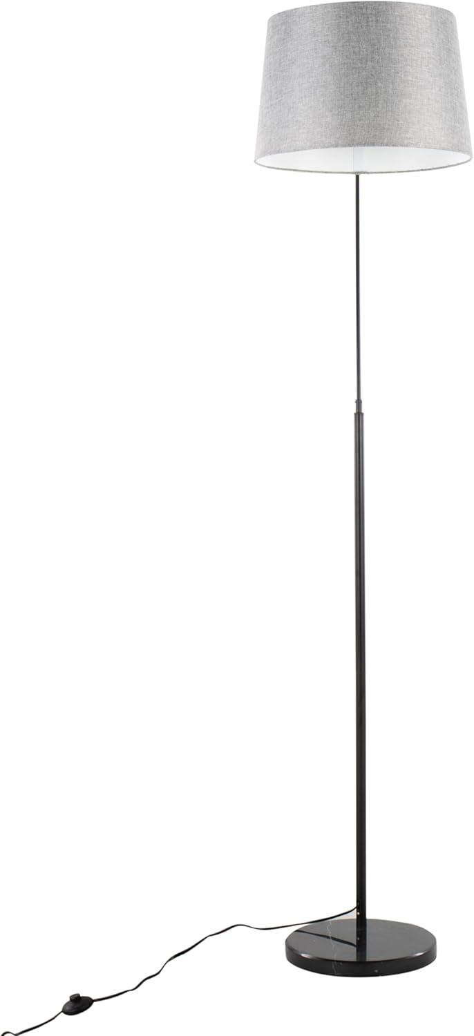 LumiSource March Contemporary Floor Lamp: Marble Base, Linen Drum Shade, UL Listed, 60W