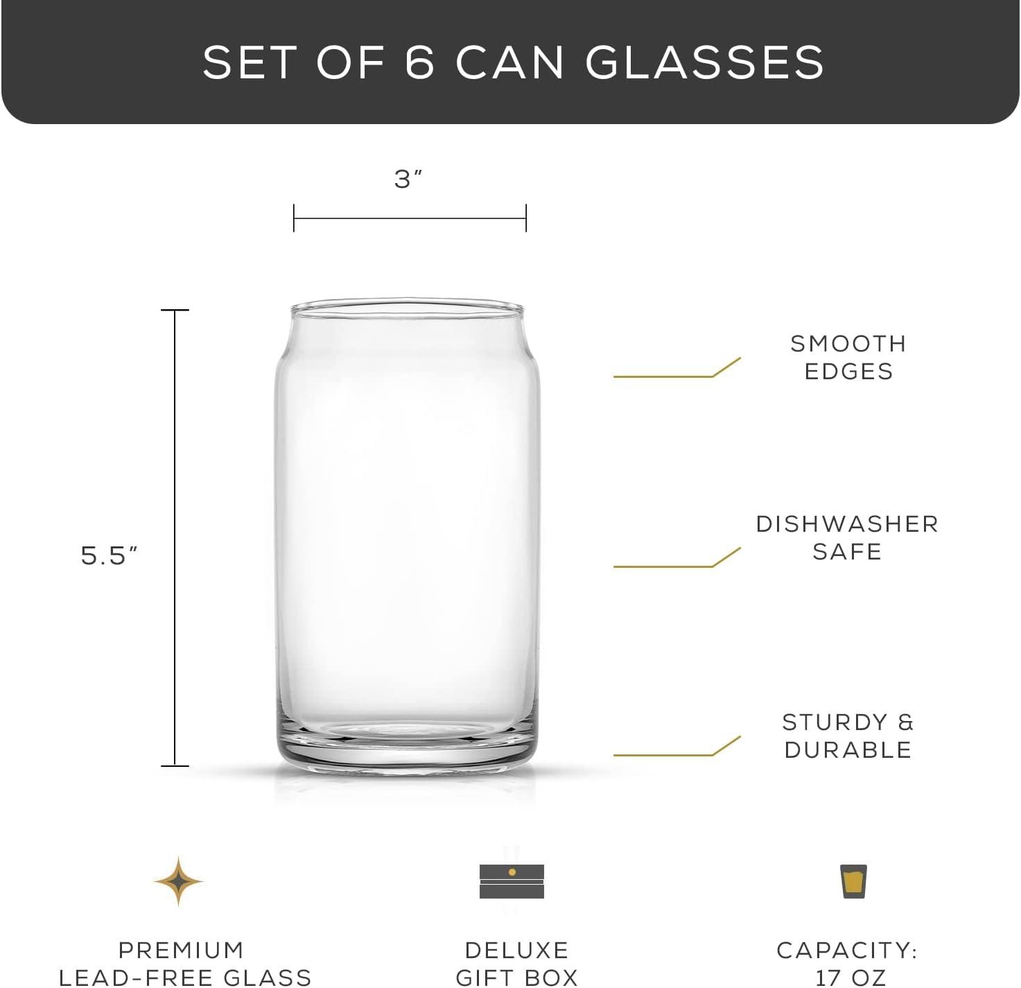 Clear Glass Can Shaped Tumbler Set, 17oz, Dishwasher Safe