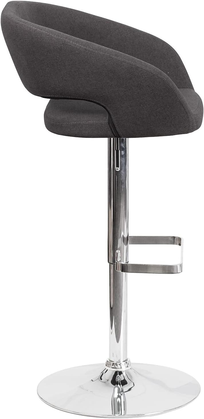 Flash Furniture Contemporary Vinyl Adjustable Height Barstool with Rounded Mid-Back