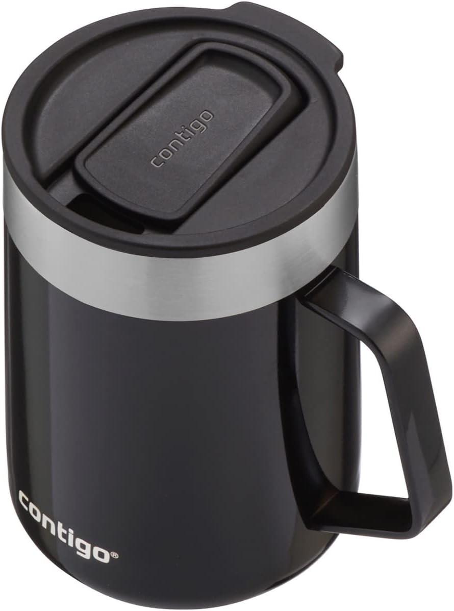 Contigo Streeterville Stainless Steel Mug with Splash-Proof Lid and Handle Black Licorice, 14 fl oz.