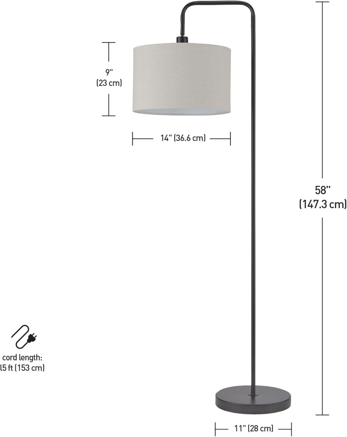 Globe Electric Barden 58" Dark Bronze Floor Lamp with Beige Fabric Shade, 67395