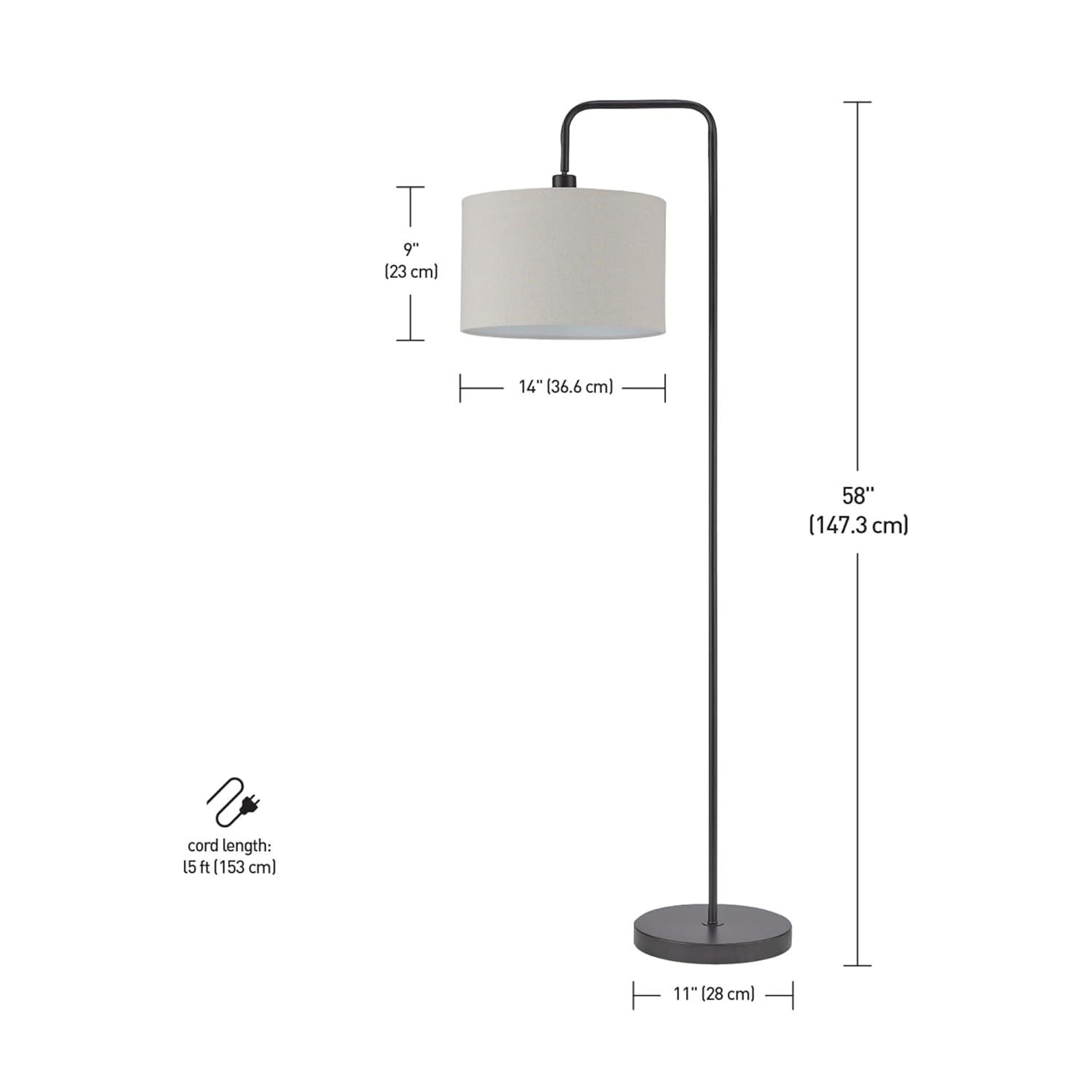 Globe Electric Barden 58" Dark Bronze Floor Lamp with Beige Fabric Shade, 67395
