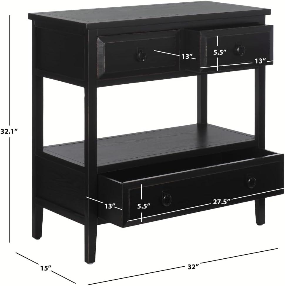 Branson Transitional 3-Drawer Black Sideboard - 32" Wide