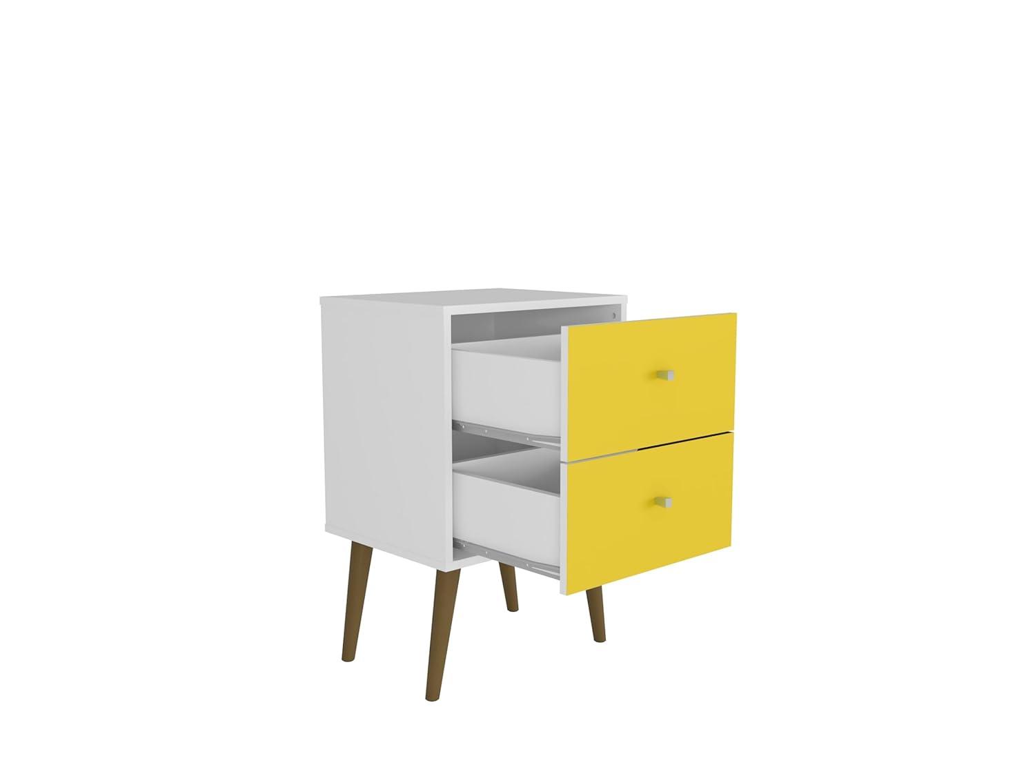 Liberty Mid-Century Modern Nightstand 2.0 with 2 Full Extension Drawers with Solid Wood Legs