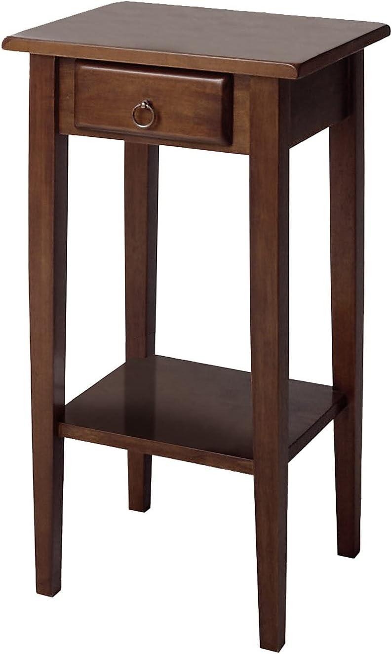 Transitional Regalia 29.5" Walnut Wood & Stone Accent Table with Storage