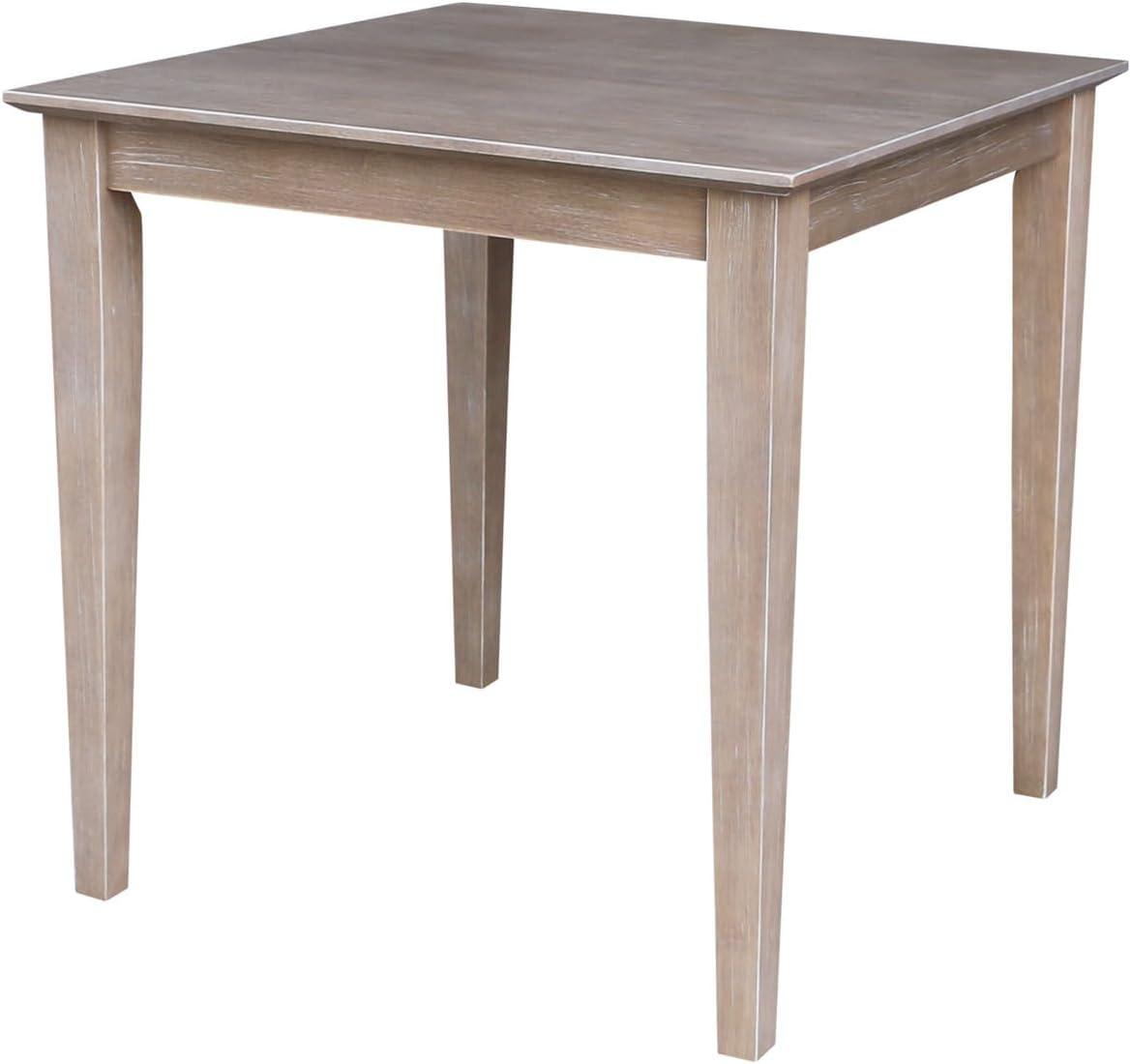 Transitional Solid Wood 30" Square Dining Table in Washed Gray