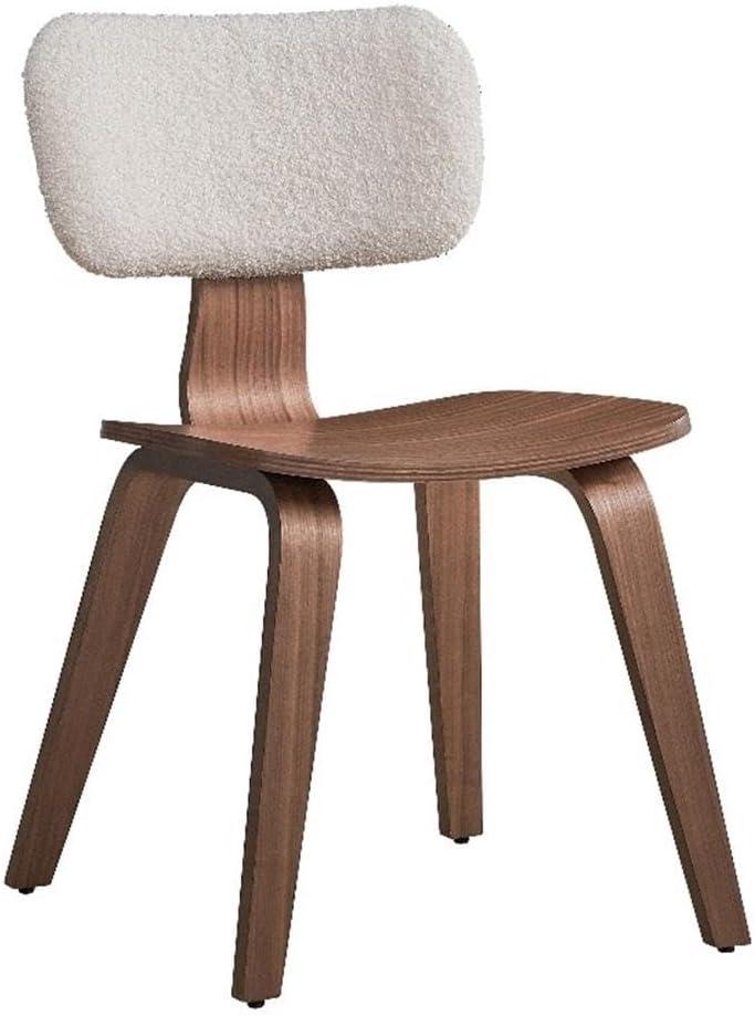 Casson Side Chair (Set-2), White Boucle & Walnut Finish (Set of 2)