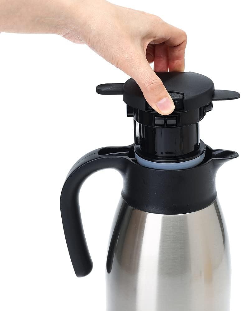 GiNT 51Oz Stainless Steel Thermal Coffee Carafe with Lid/Double Walled Vacuum Thermal Carafe / 12 Hour Heat Retention (Silver, 1.5L)