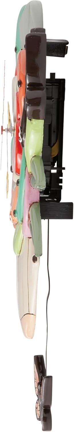 Allen Designs Tea Pot with Flowers and Butterflies Battery Operated Sculpted Pendulum Wall Clock 9.85 Inch
