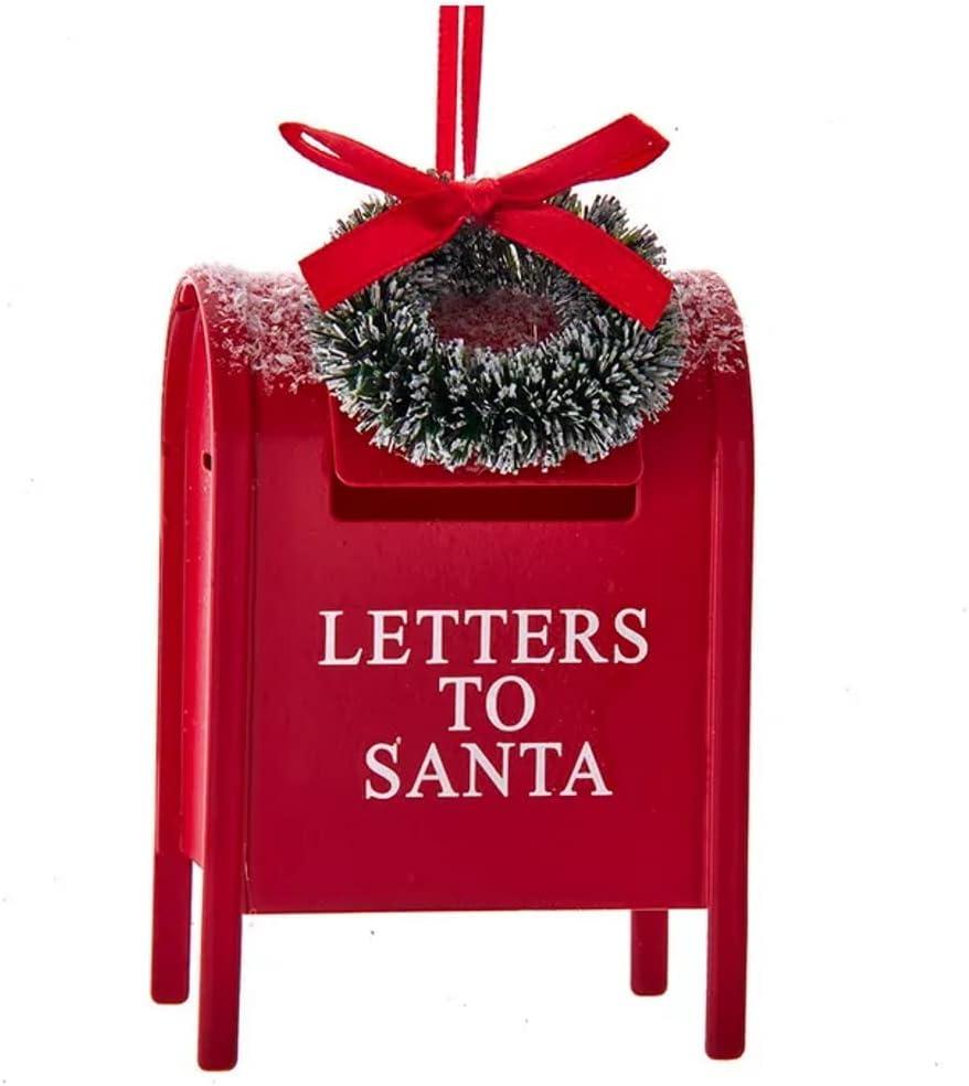 Red Metal Letters to Santa Mailbox Ornament Set