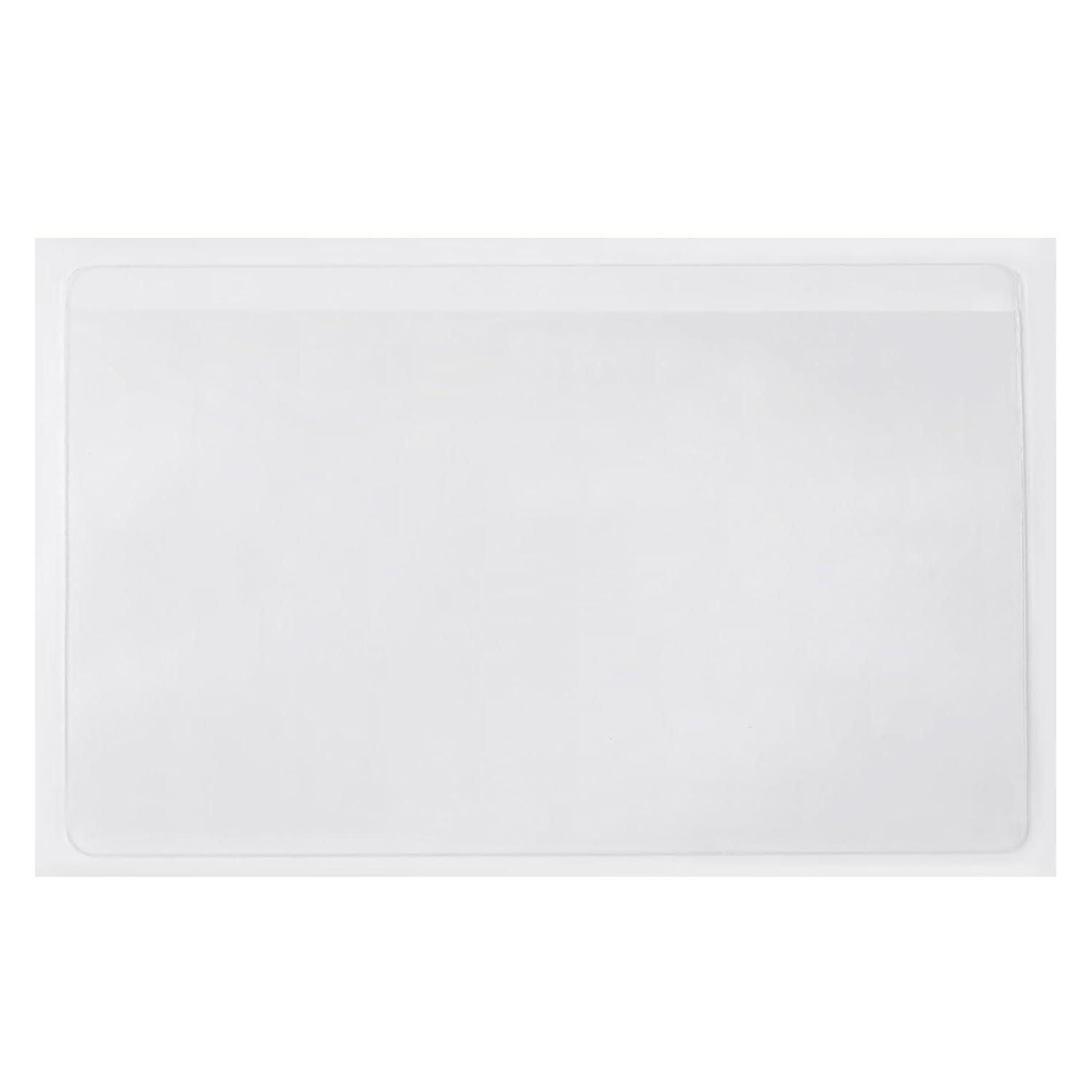 50-Pack Clear Adhesive Pockets Sleeves 5x8 for Index Card and Planners, Bulk Top Load Plastic Label Holder Protector for Photos, Note Cards, Office Supplies, Small Business