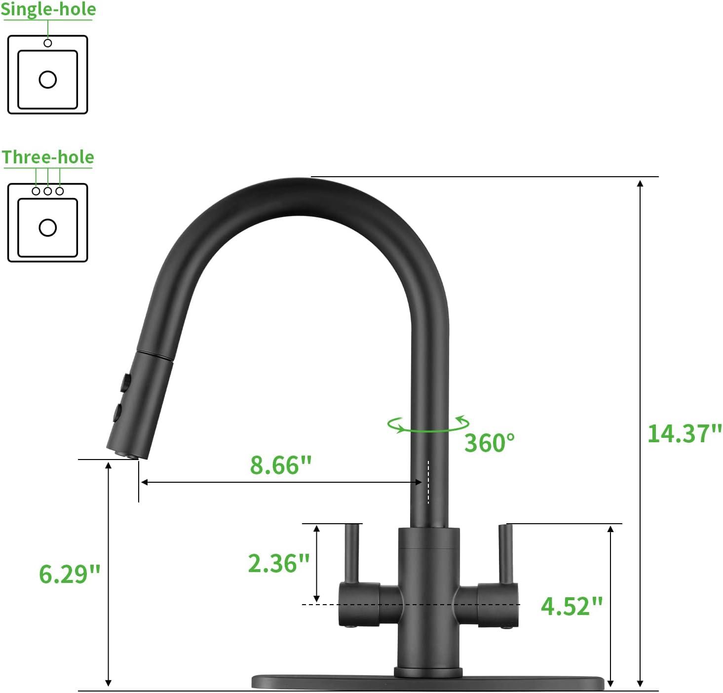 Matte Black Stainless Steel Pull-Down Kitchen Faucet