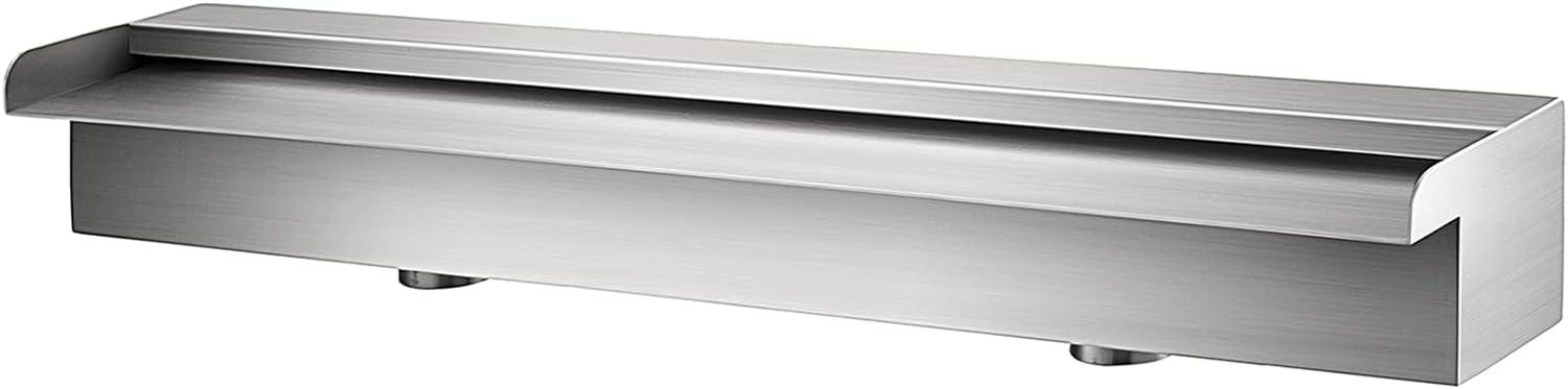 VEVOR Pool Fountain Stainless Steel Pool Waterfall Spillway with Pipe Connector Rectangular Garden Outdoor (59.1")