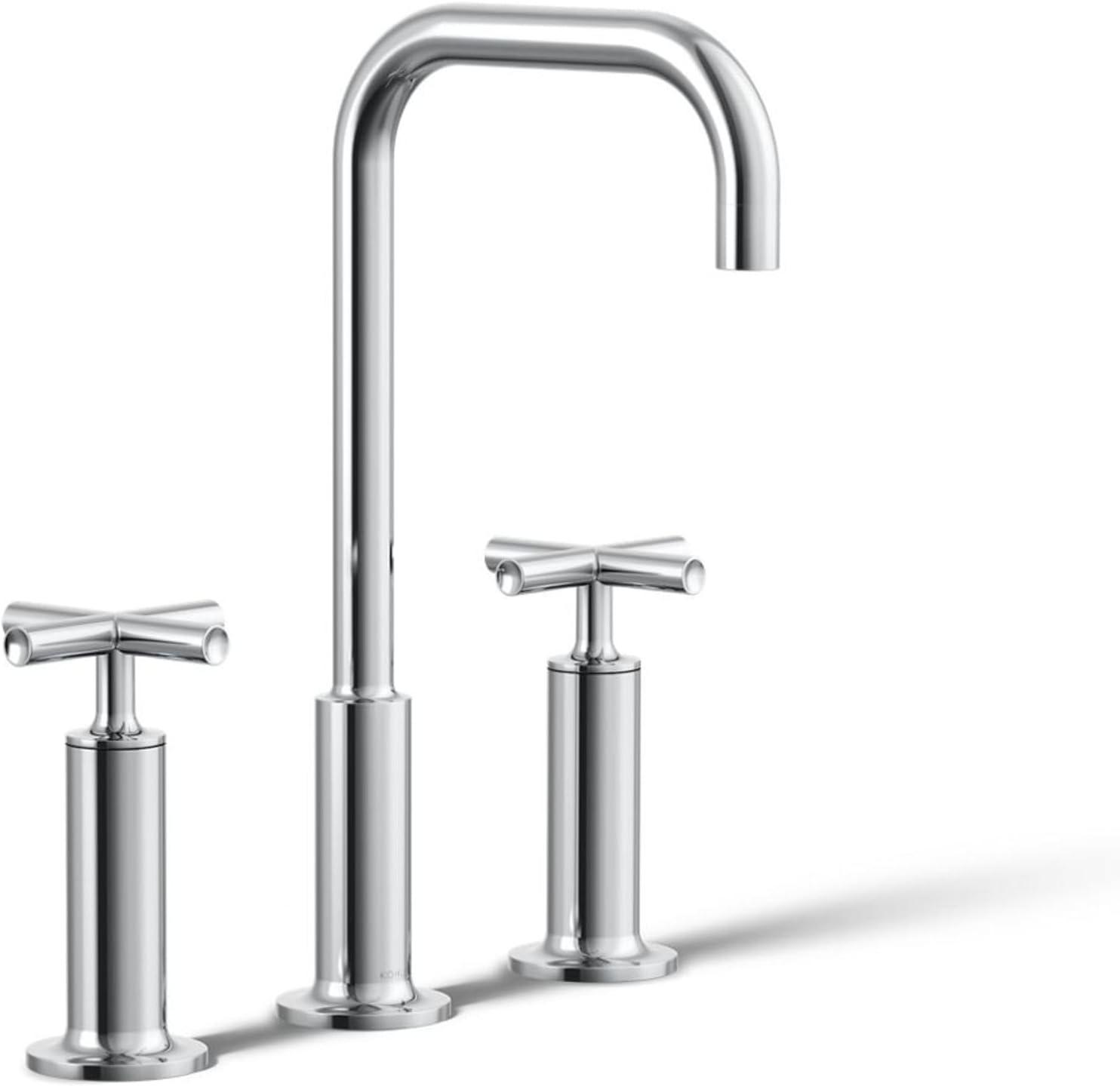 Purist® Widespread Bathroom Sink Faucet with High Cross Handles and High Gooseneck Spout