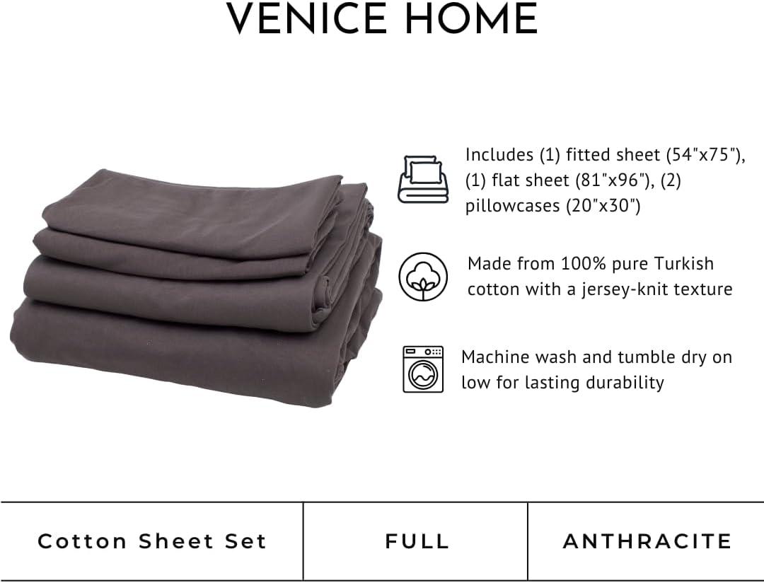 Venice Home 100% Cotton Jersey Knit Sheet Set
