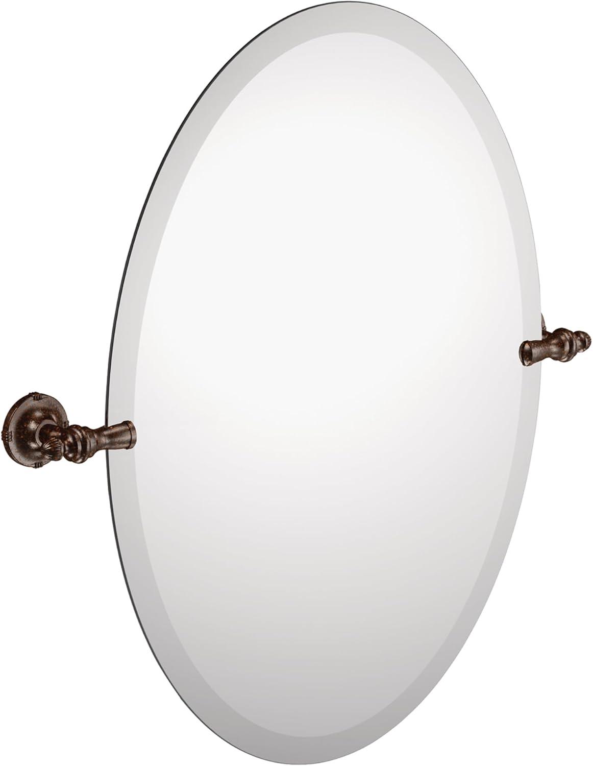Elegant Oval Frameless 26" Vanity Mirror in Oil Rubbed Bronze