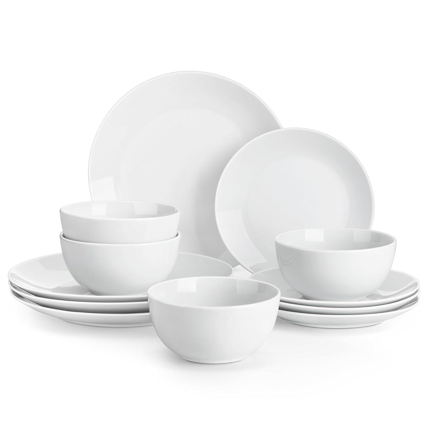 MALACASA 12-Piece Gourmet Porcelain Dinnerware Sets, White