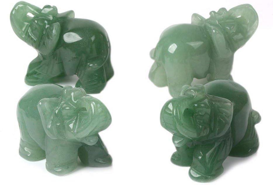 Carved Natural Green Aventurine Gemstone Elephant Healing Crystal Guardian Statue Figurine Crafts 2 inch