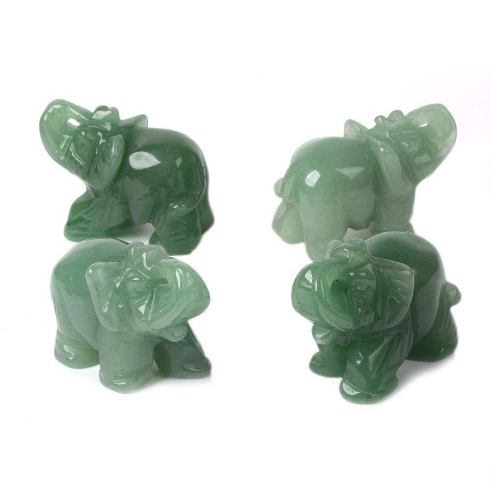 Carved Natural Green Aventurine Gemstone Elephant Healing Crystal Guardian Statue Figurine Crafts 2 inch