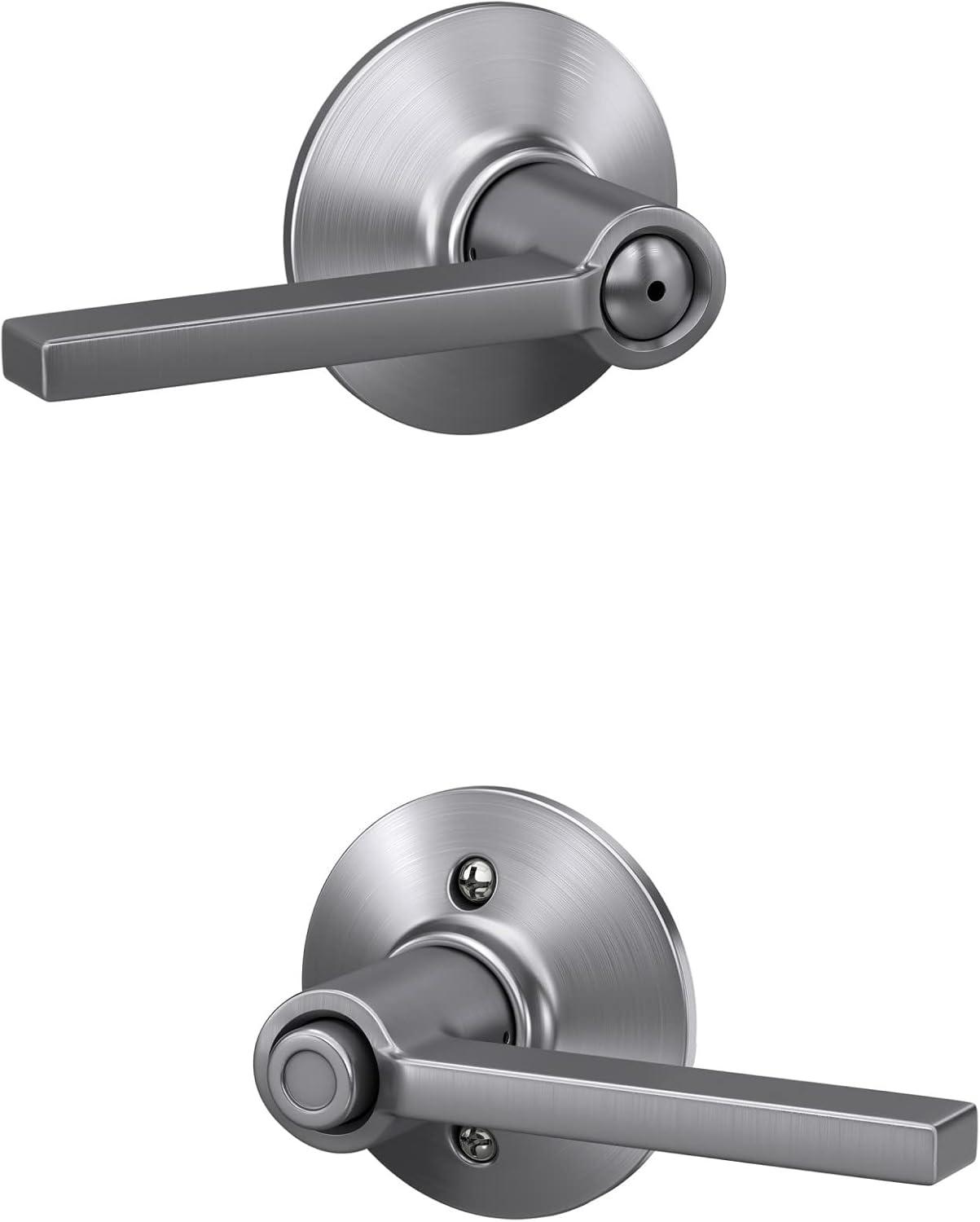 Satin Chrome Privacy Door Lever with Greyson Rosette