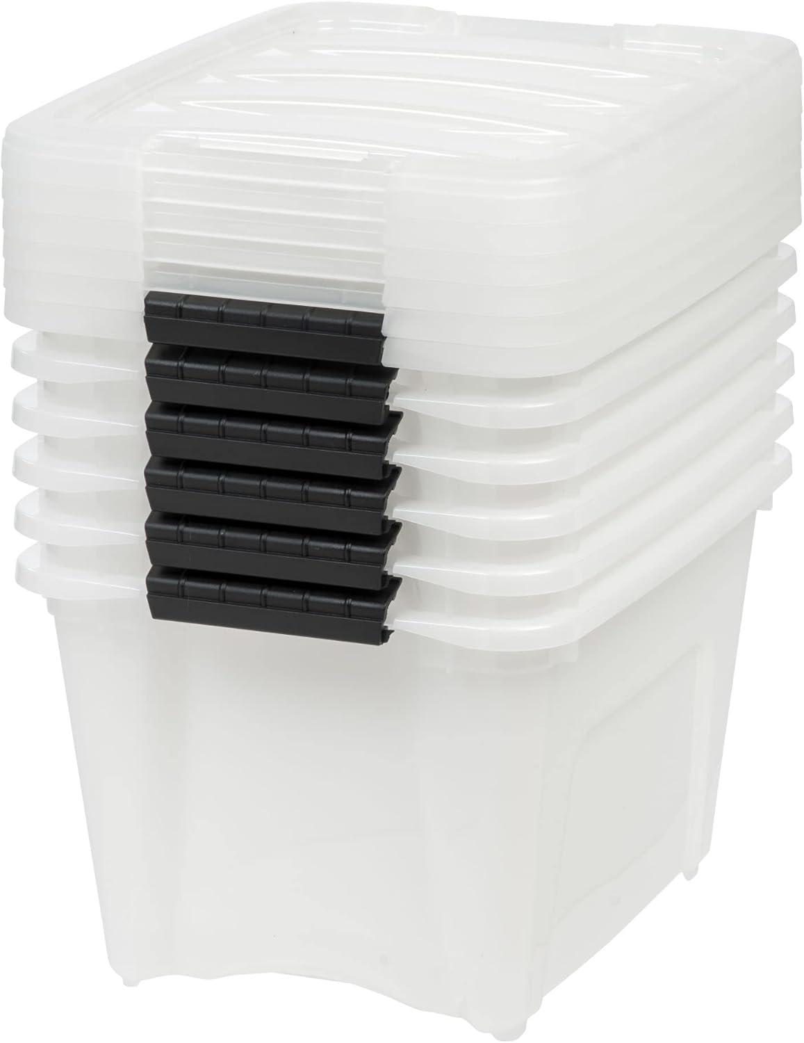 32 Qt./8 Gal. Plastic Storage Boxes with Latching Lids in Black