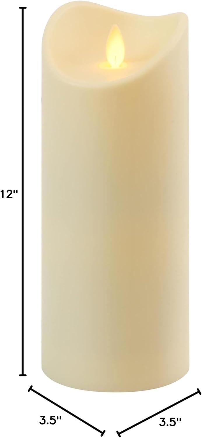 LumaBase Battery Operated 12" Pillar Candle with Flickering Flame
