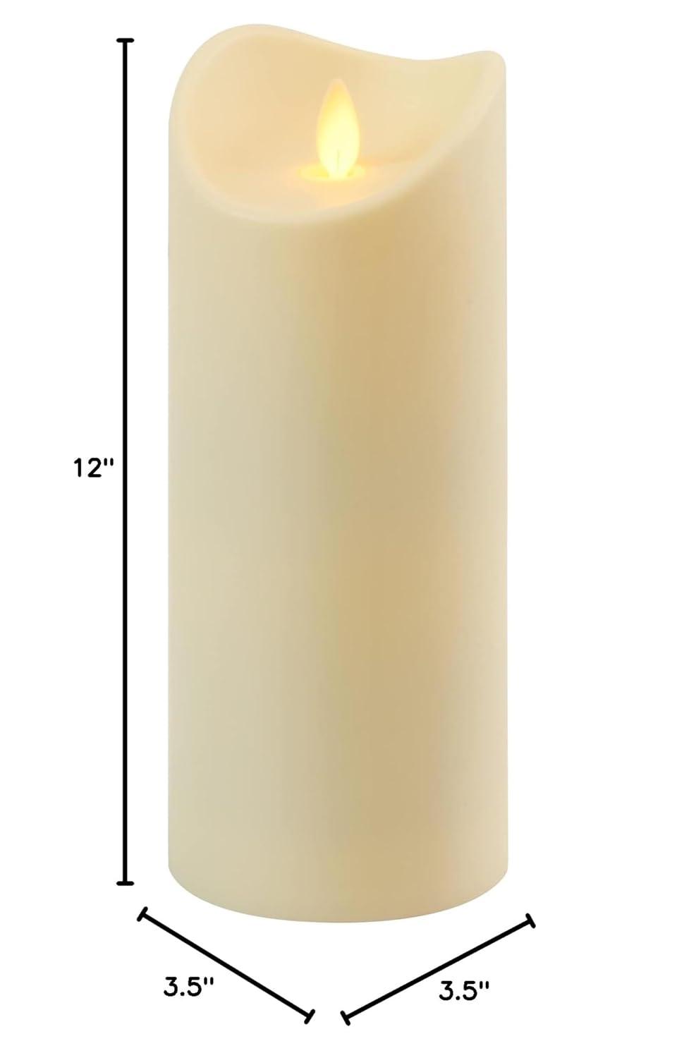 LumaBase Battery Operated 12" Pillar Candle with Flickering Flame