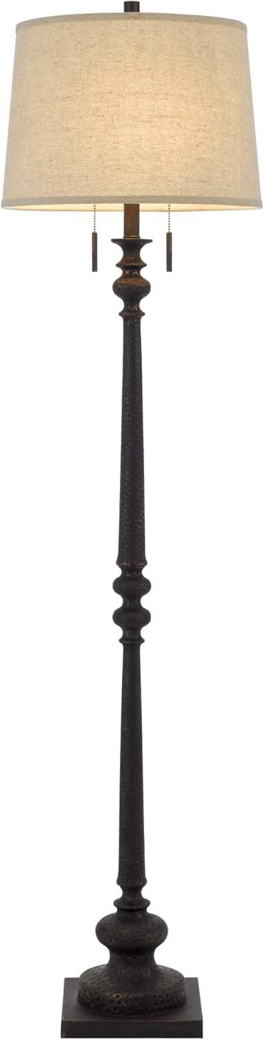 Rustic Iron Matte Finish 63" Slim Pole Floor Lamp with 3-Way Switch