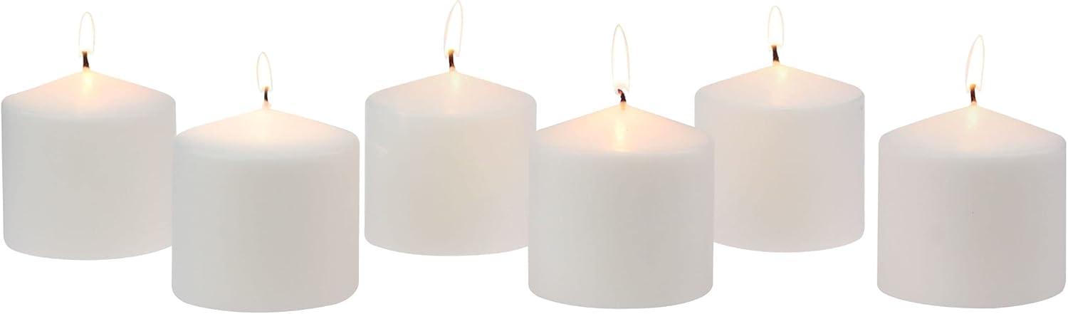 6pk 3" x 3" Pillar Candles White - Stonebriar Collection: Smokeless, Machine-Poured, 18hr Burn Time
