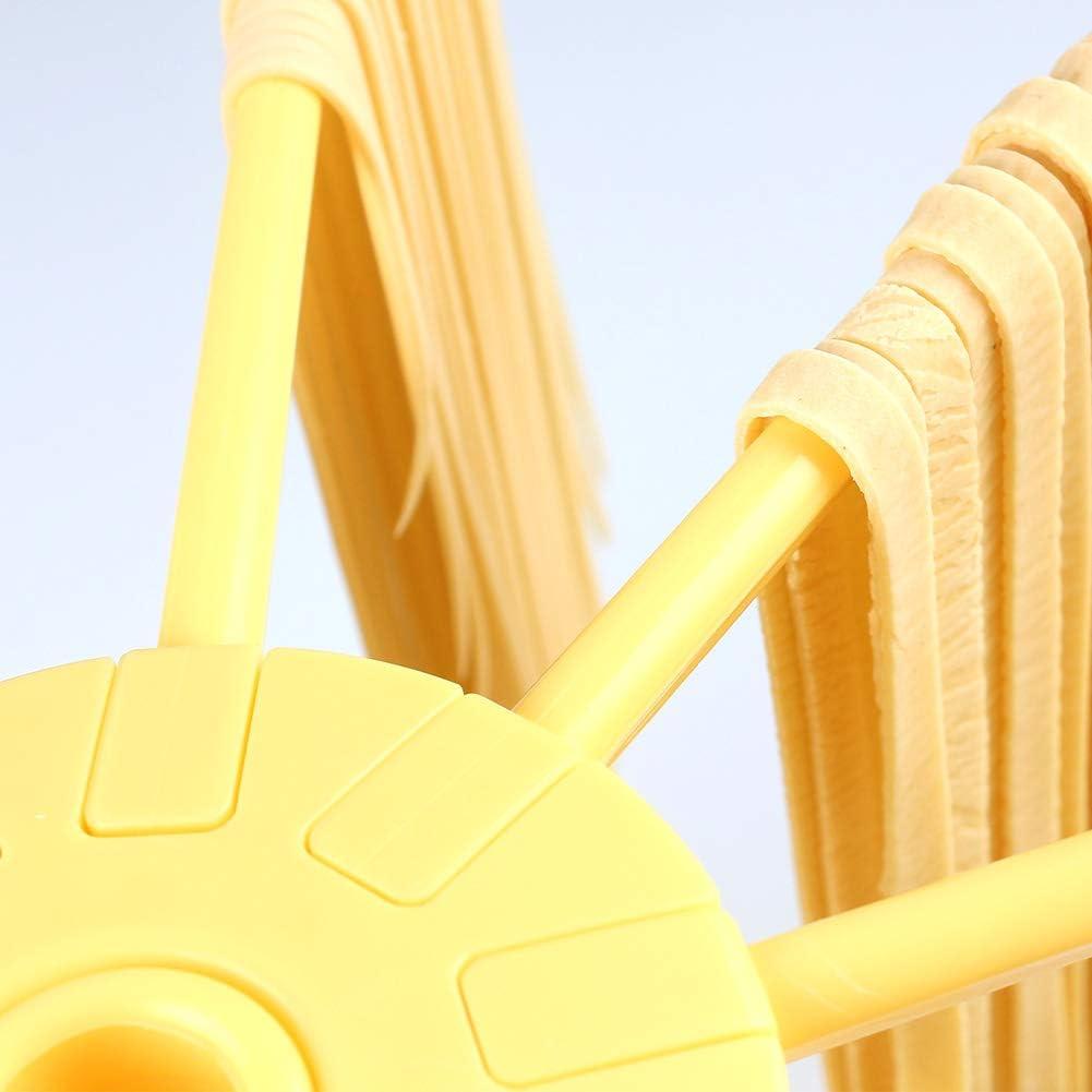 Collapsible Pasta Drying Rack, Yellow, 10 Bar Handles, Easy Storage