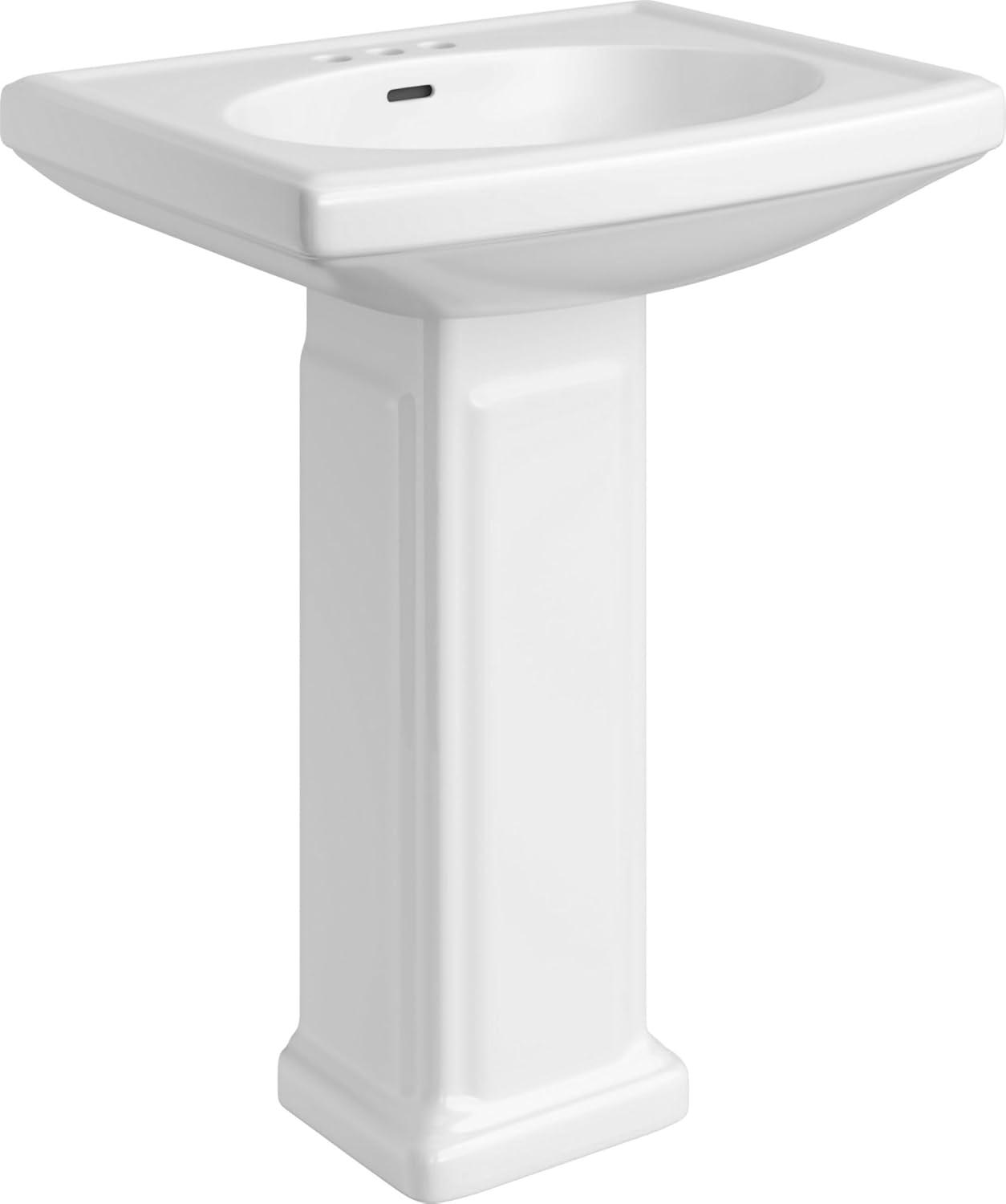 White Vitreous China Rectangular Pedestal Sink