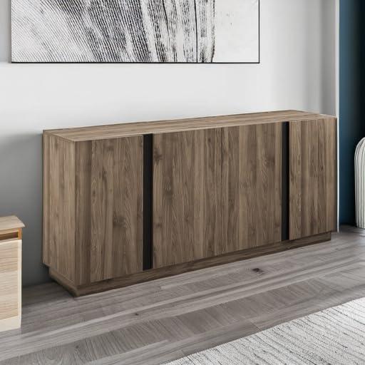 Walker Edison Modern 4-Door TV Stand for TVs up to 80”, Slate Grey