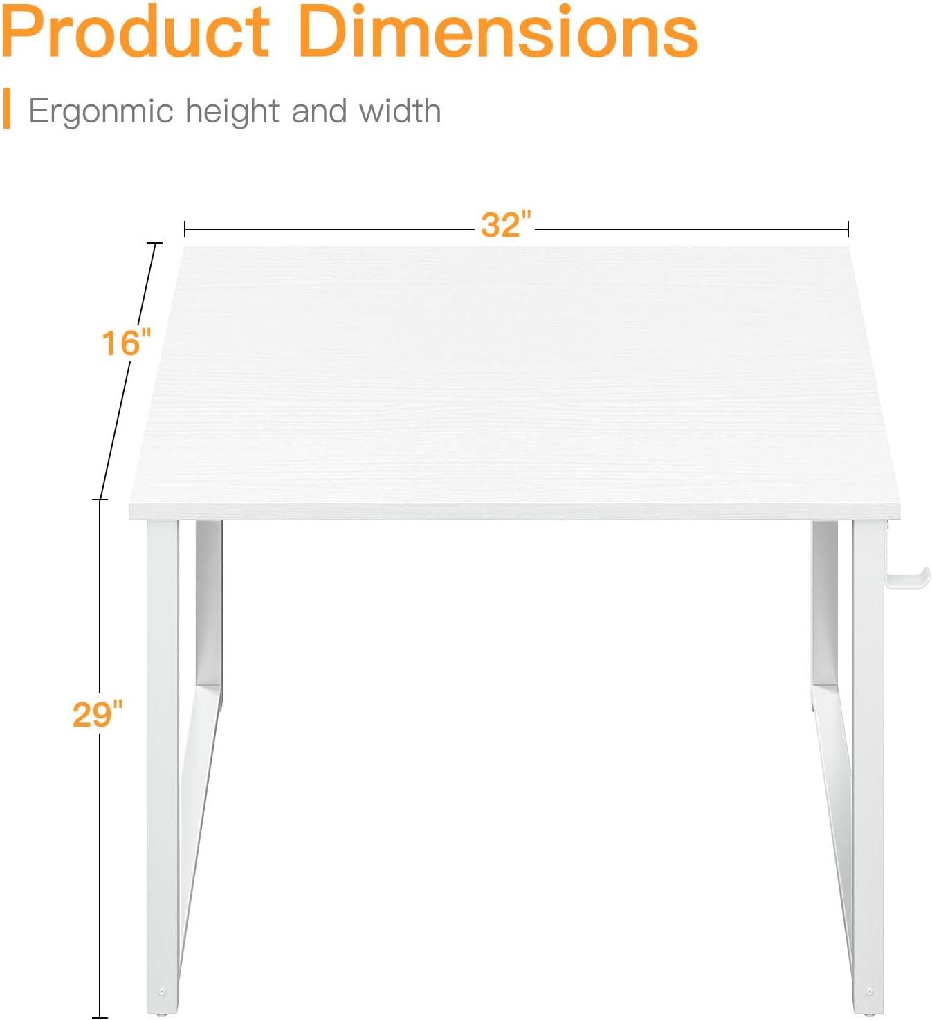 32 Inch Small Computer Desk, Modern Simple Style Desk for Home Office, Study Student Writing Desk, White