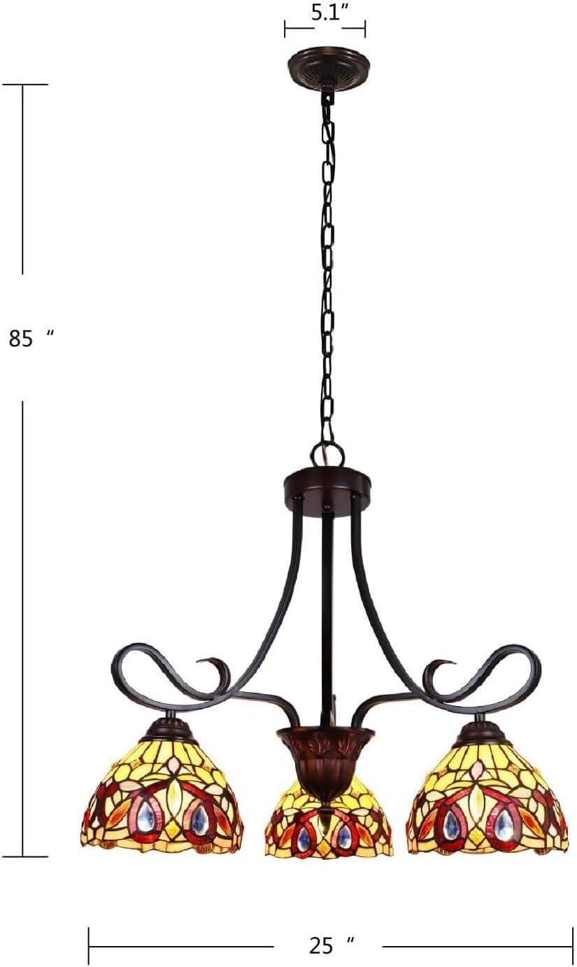 Radiance Goods Victorian Tiffany-Style Dark Bronze 3 Light Mini Chandelier 25" Wide