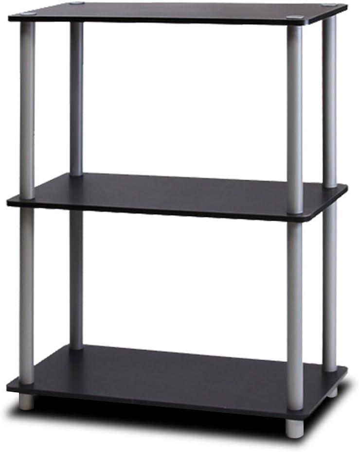 Furinno Durable 23.6 W x 11.6 D x 29.5 H 3-Shelf Freestanding Shelving Unit, Black and Gray