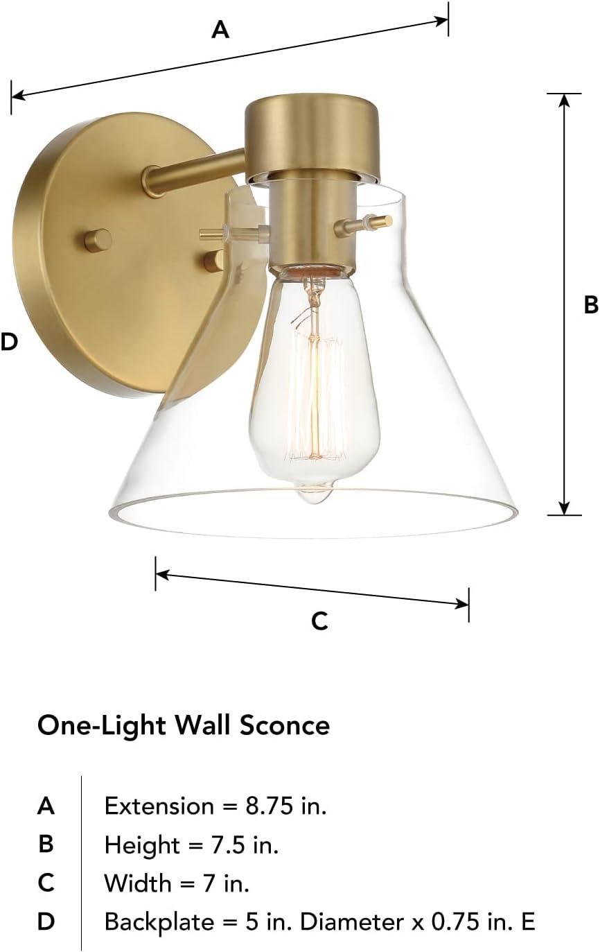 Willow Creek 7.5 inch Brushed Gold Wall Sconce with Clear Glass Shade